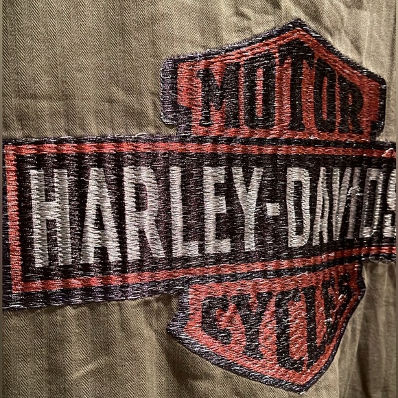 Harley Davidson Military Style Canvas Button Up - Picture 4 of 6